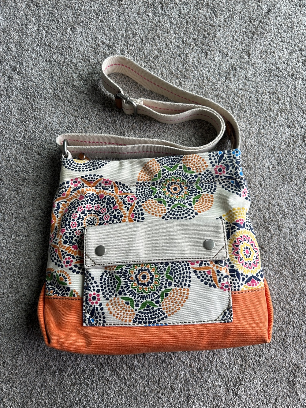 Fossil Lena Floral Crossbody Bag in Cream and Orange